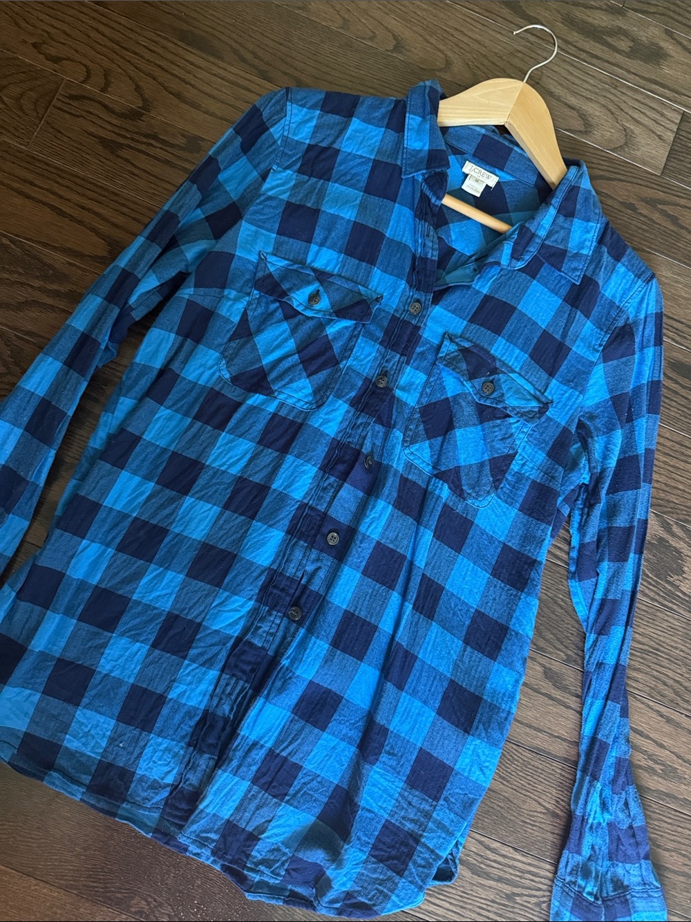 J. Crew Factory Blue Plaid Flannel Shirt